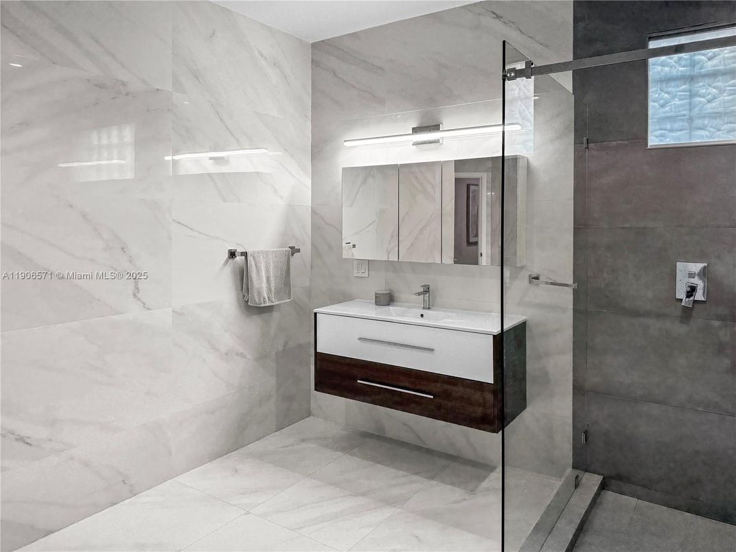 Bathroom, Glass Shower, Interior, Marble Walls