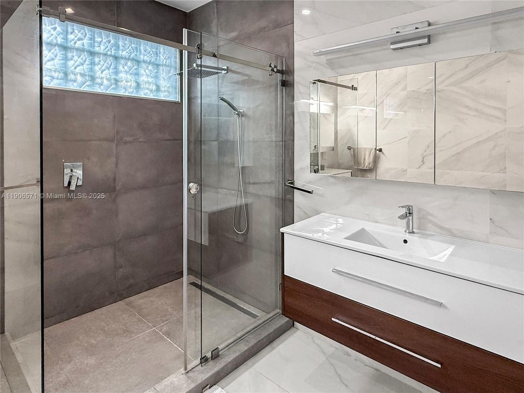 Bathroom, Glass Shower, Interior, Recessed Lighting