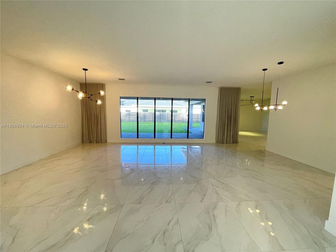 Empty room, Interior, Marble, Pendant Lights