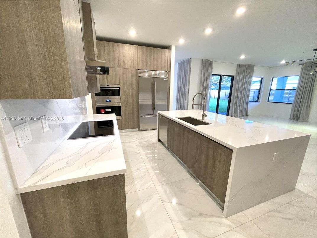 Interior, Kitchen, Marble, Recessed Lighting, Stainless Steel Appliances