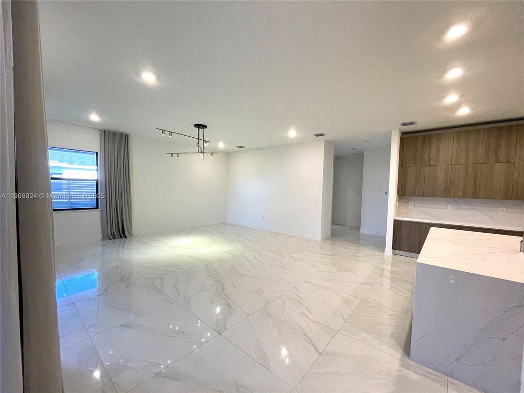 Empty room, Interior, Kitchen, Marble, Recessed Lighting