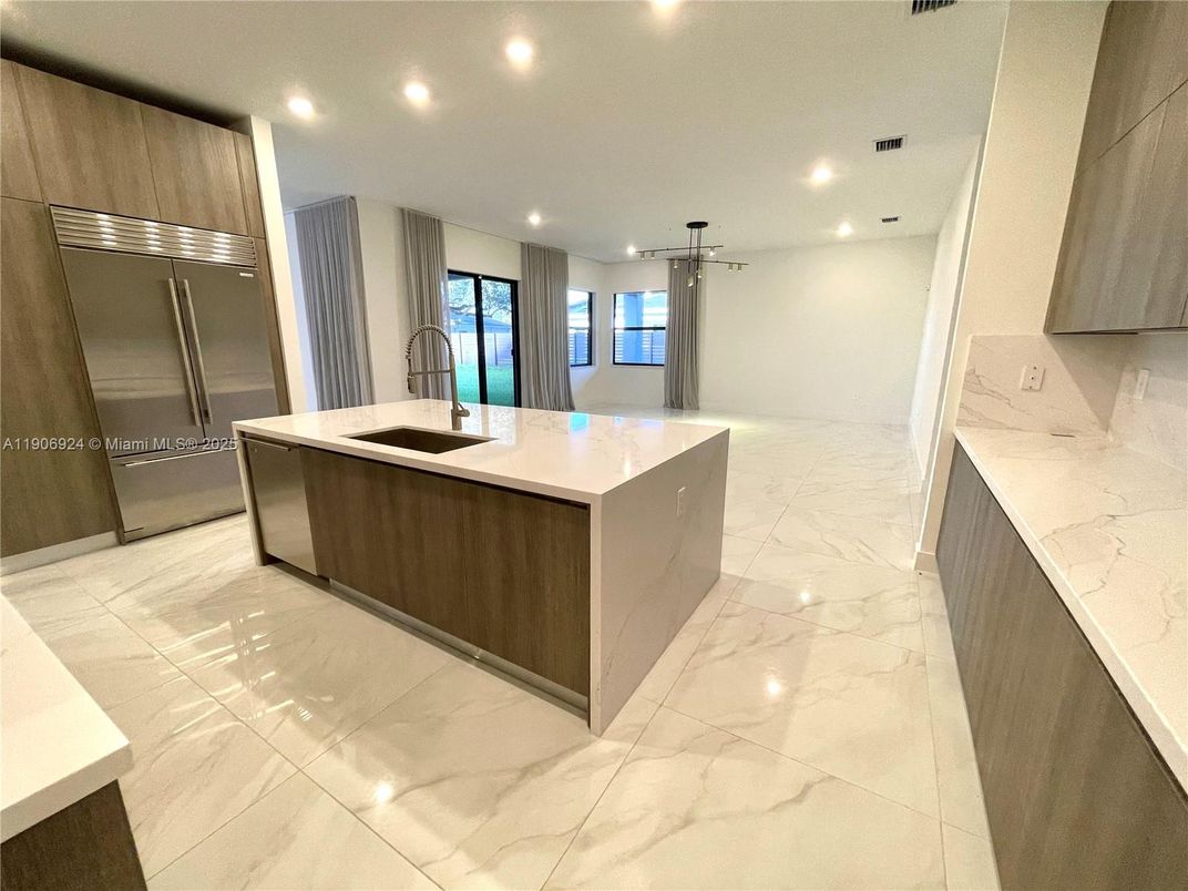 Interior, Kitchen, Marble, Recessed Lighting, Stainless Steel Appliances