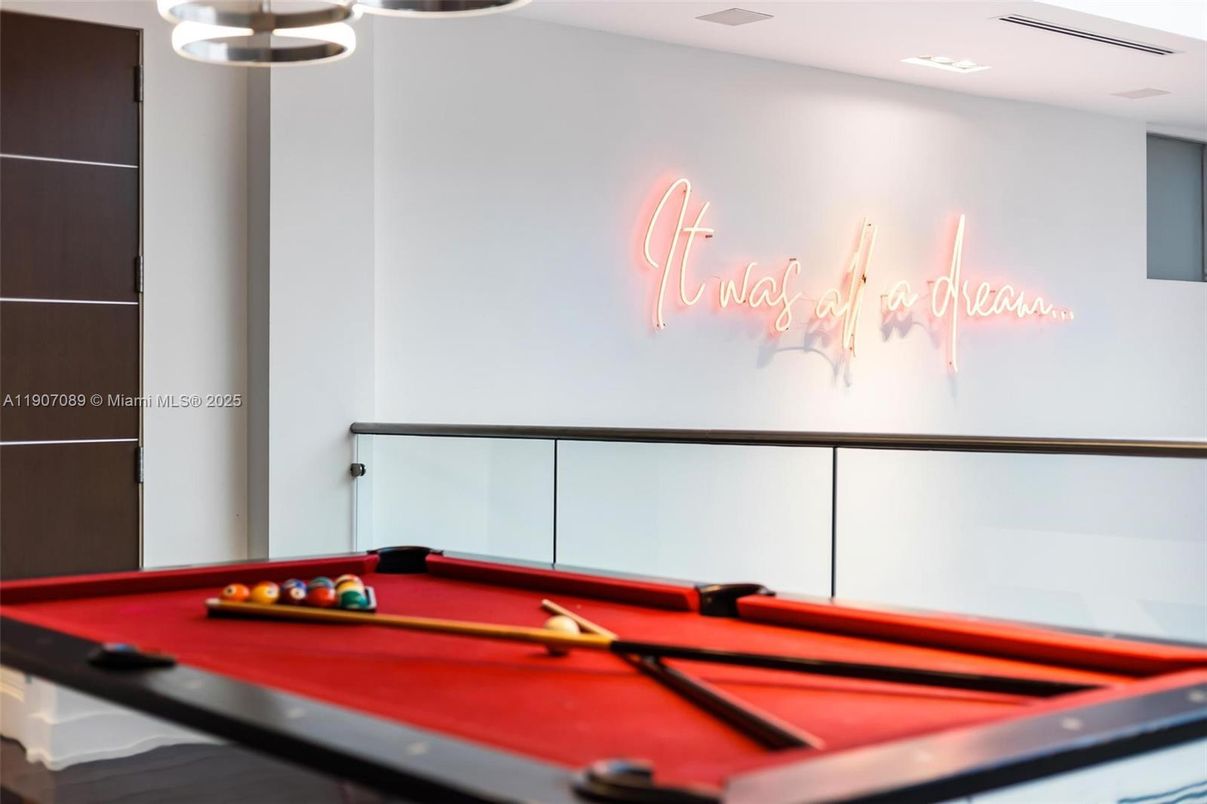 Billiard Table, Game Room, Interior, Recessed Lighting