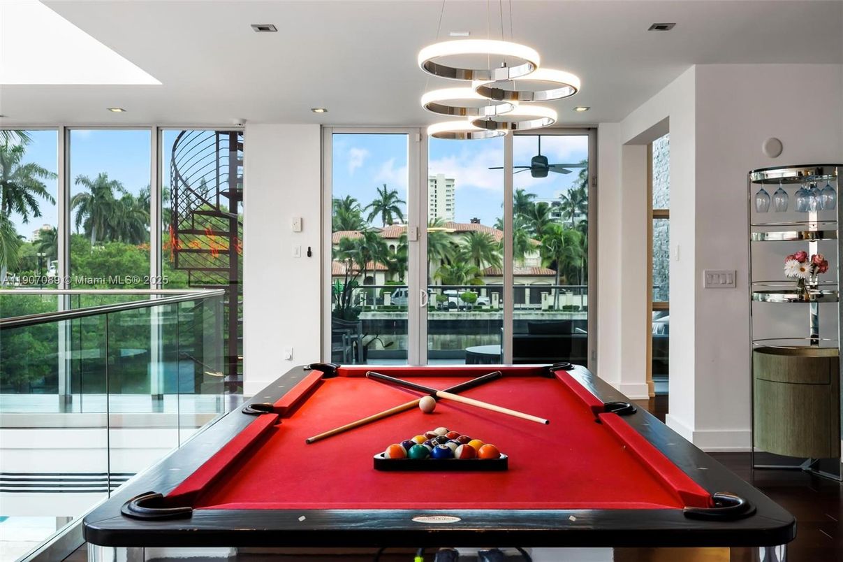 Billiard Table, Game Room, Interior, Pendant Lights, Recessed Lighting