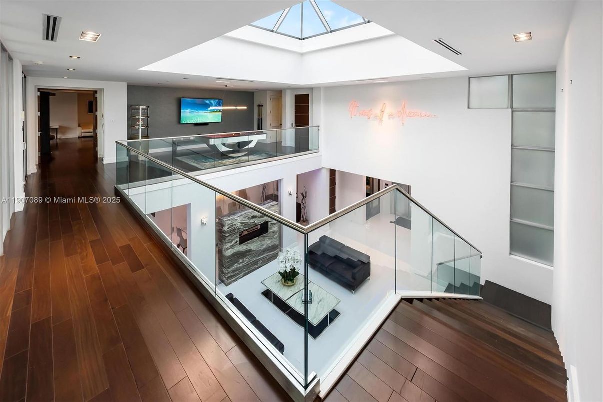 Glass Ceilings, Interior, Recessed Lighting, Wood Texture Flooring