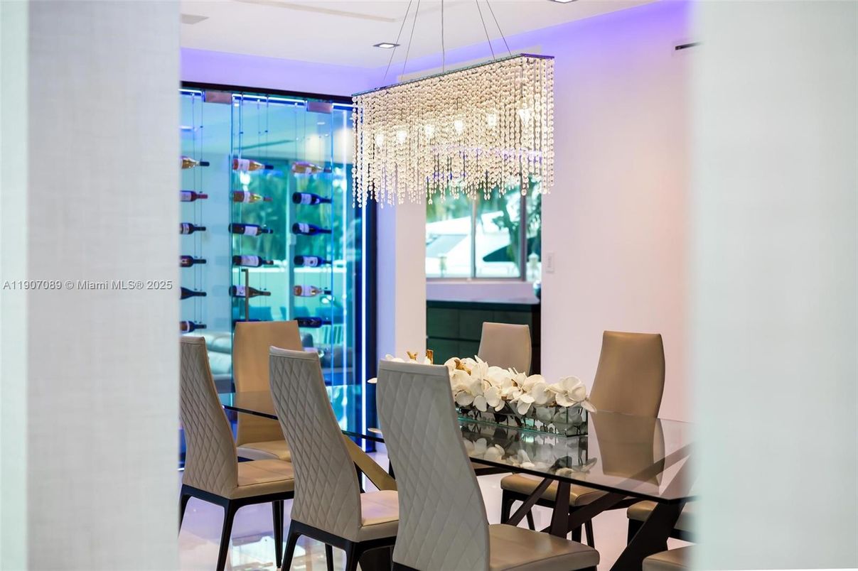 Chandelier, Dining room, Interior, Wine Storage