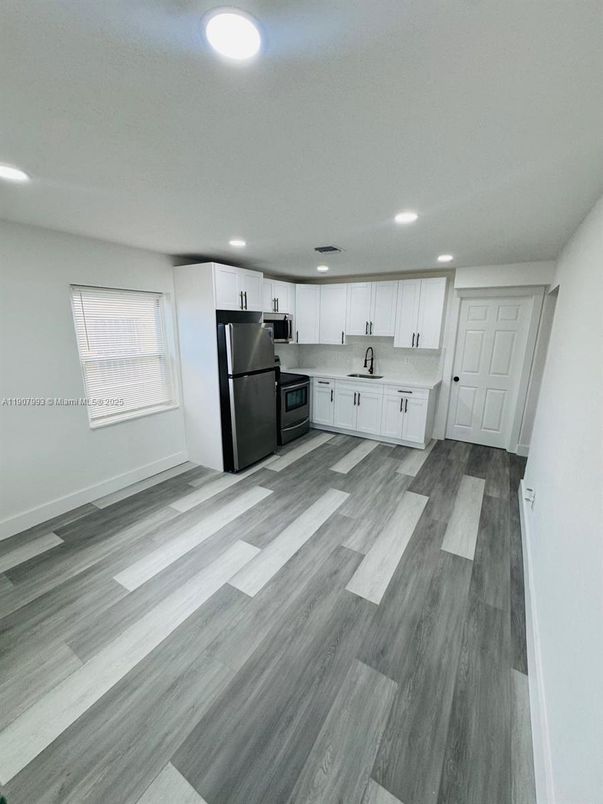 Interior, Kitchen, Recessed Lighting, Wood Texture Flooring