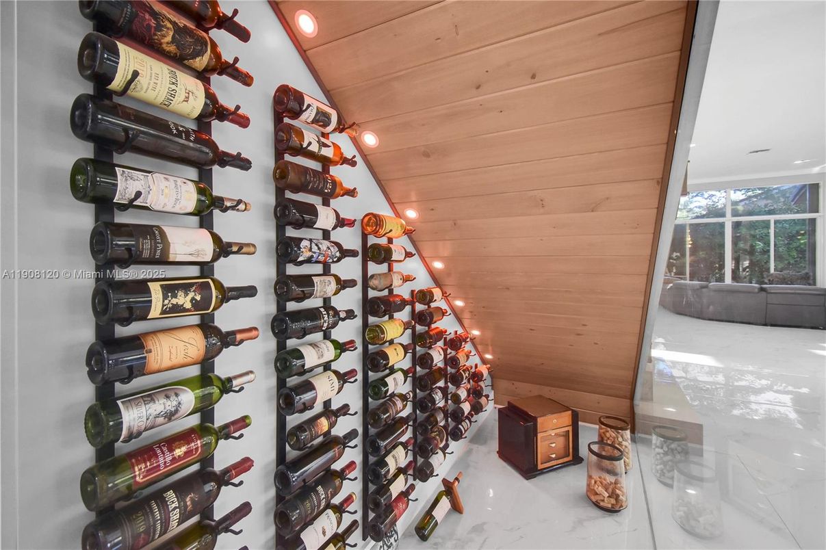 Interior, Marble, Recessed Lighting, Wine Storage, Wooden Ceilings, Wooden Walls