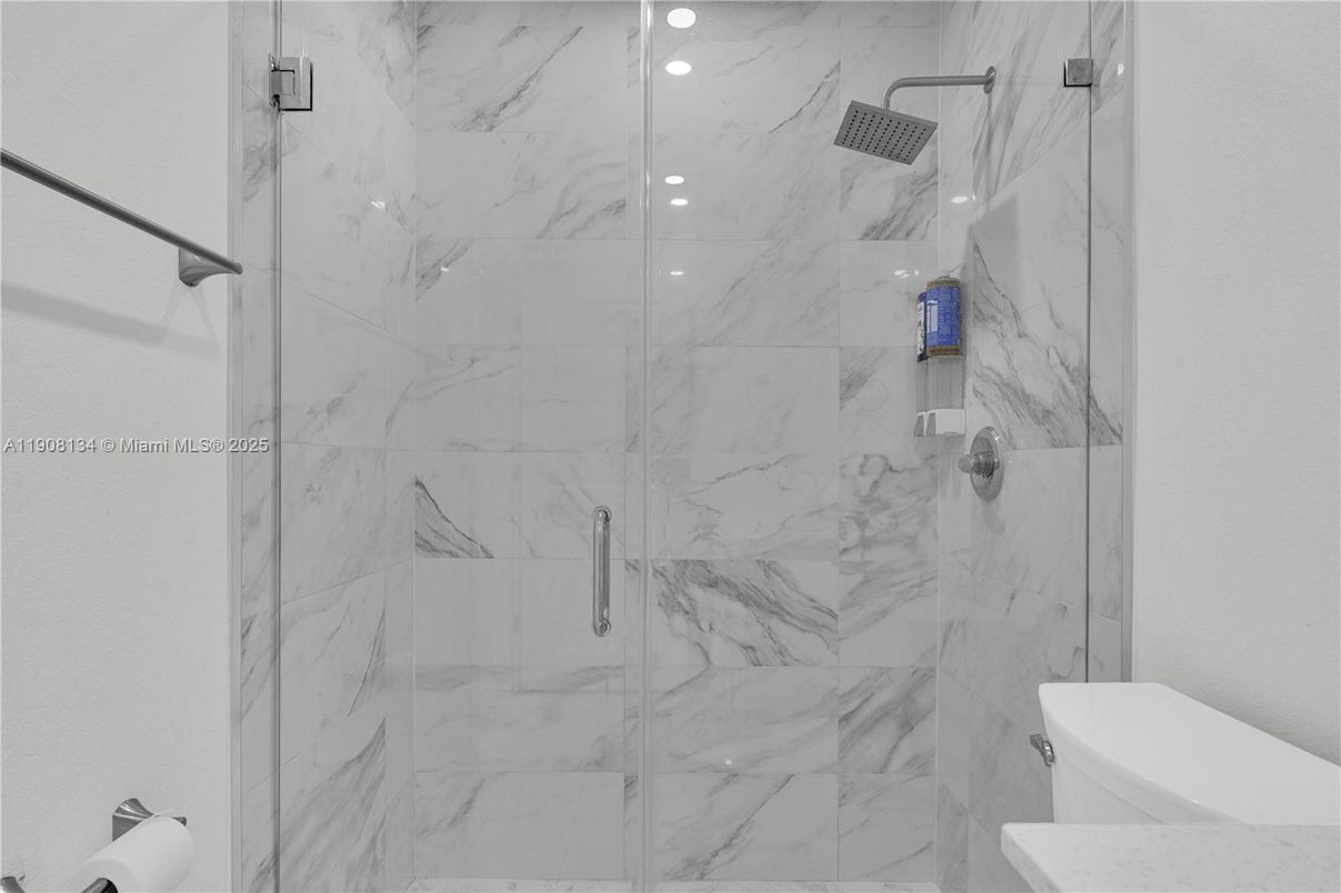 Bathroom, Glass Shower, Interior, Marble Walls