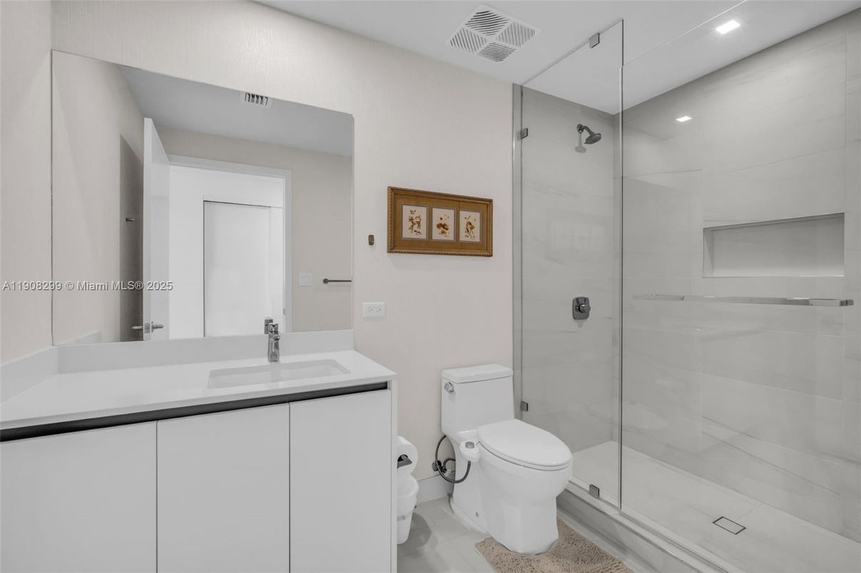 Bathroom, Glass Shower, Interior, Recessed Lighting