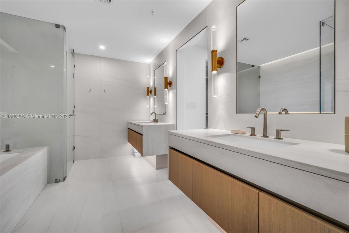 Bathroom, Dual Sink Vanities, Glass Shower, Interior, Recessed Lighting