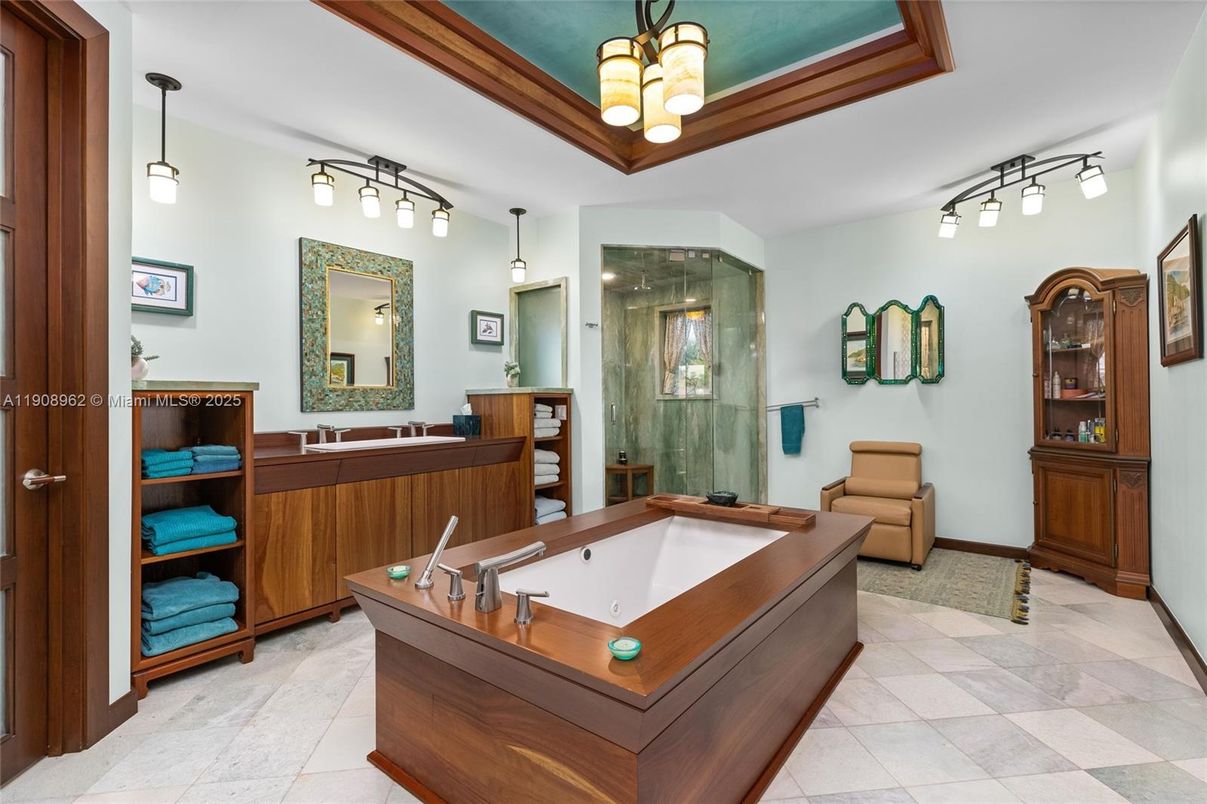 Bathroom, Glass Shower, Interior, Pendant Lights