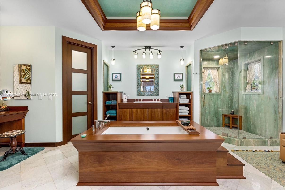 Bathroom, Glass Shower, Interior, Pendant Lights