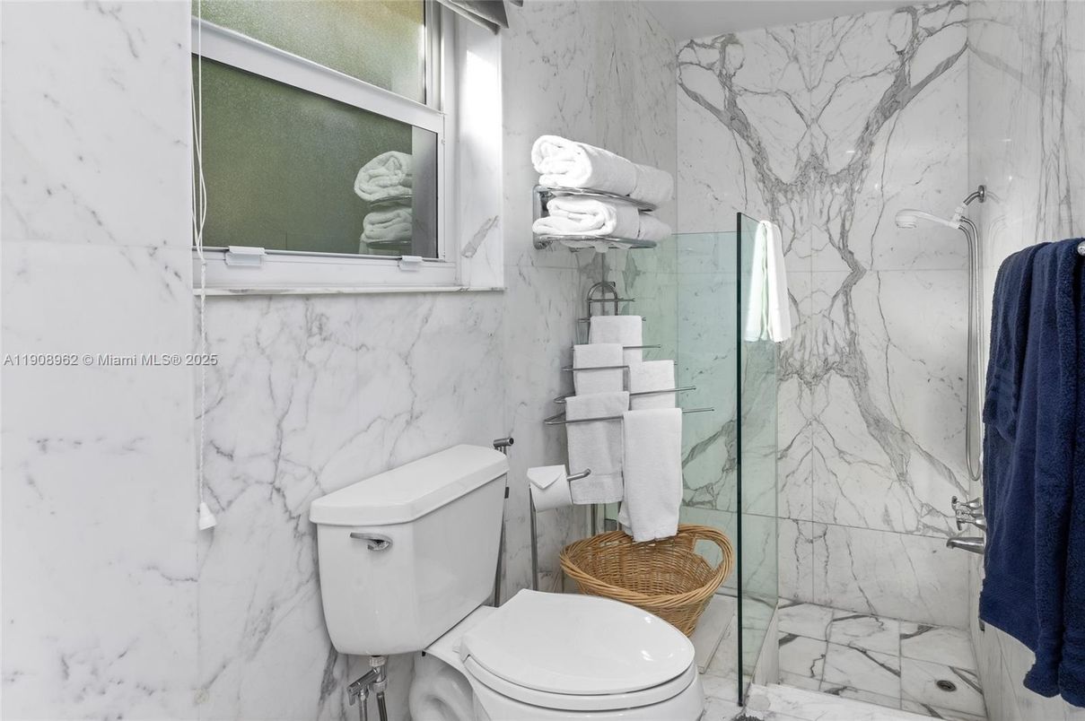 Bathroom, Glass Shower, Interior, Marble Walls