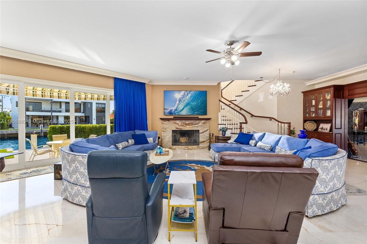 Chandelier, Dining room, Fireplace, Interior, Living room, Water