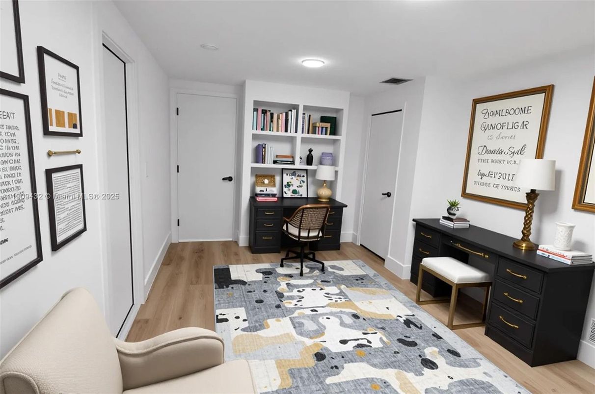 Home Office, Interior, Recessed Lighting, Wood Texture Flooring