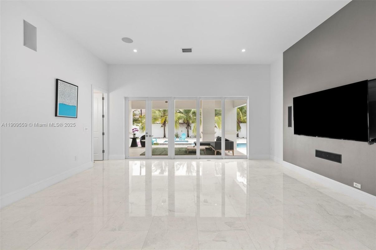 Empty room, Fireplace, Interior, Marble, Recessed Lighting