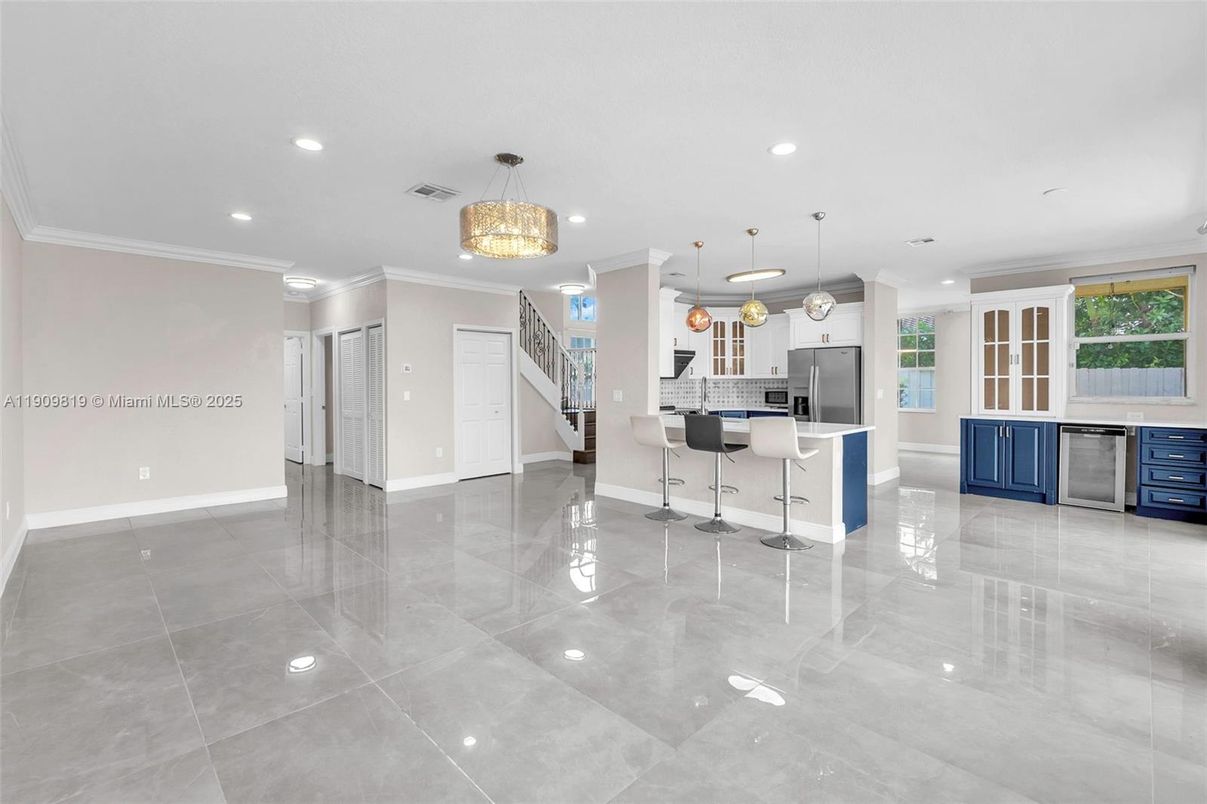 Interior, Kitchen, Pendant Lights, Recessed Lighting, Stainless Steel Appliances