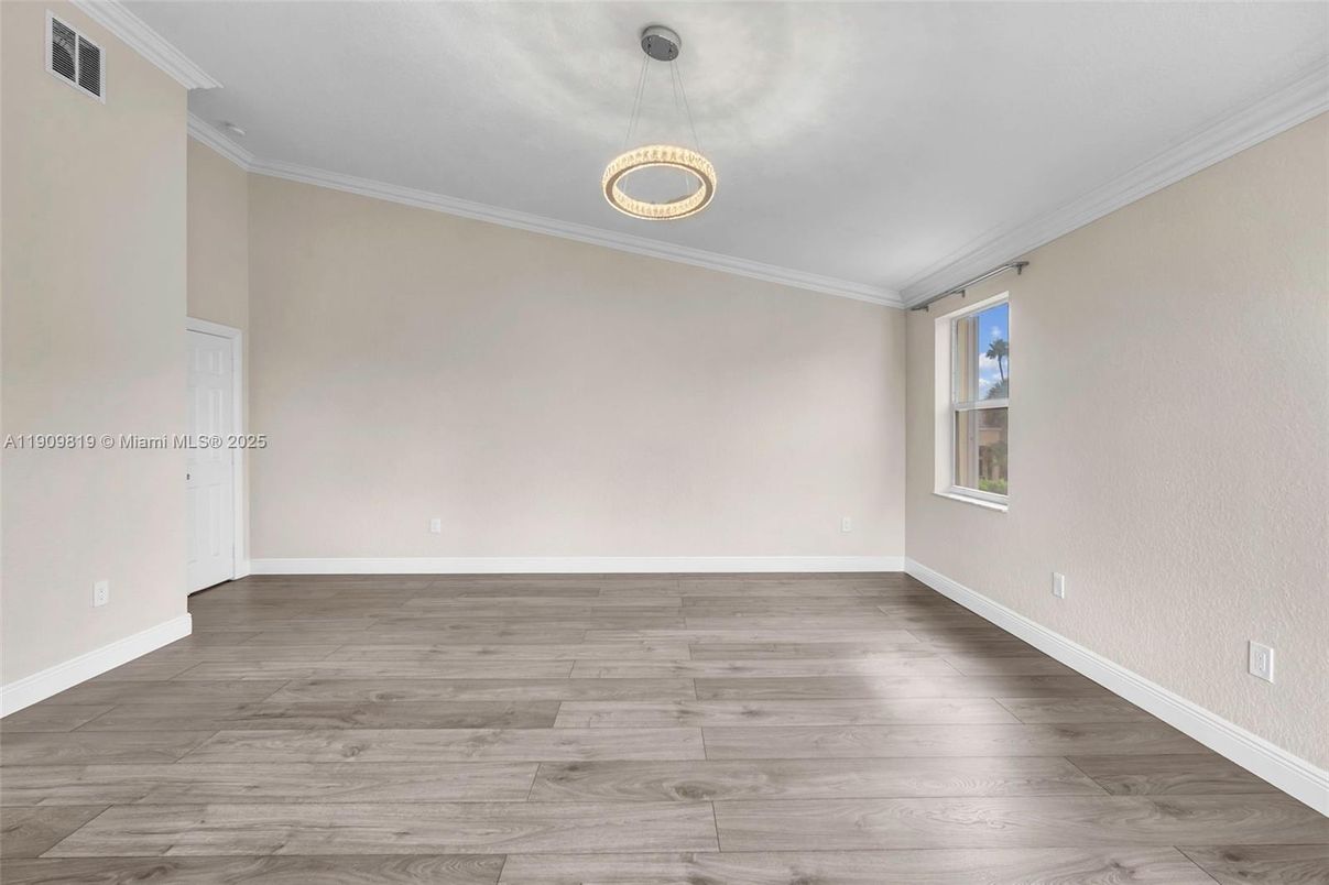 Empty room, Interior, Pendant Lights, Wood Texture Flooring
