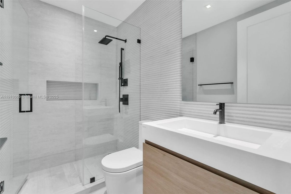 Bathroom, Glass Shower, Interior, Recessed Lighting
