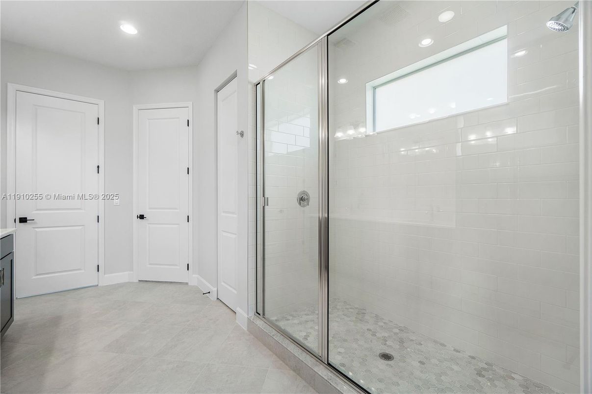 Bathroom, Glass Shower, Interior, Recessed Lighting