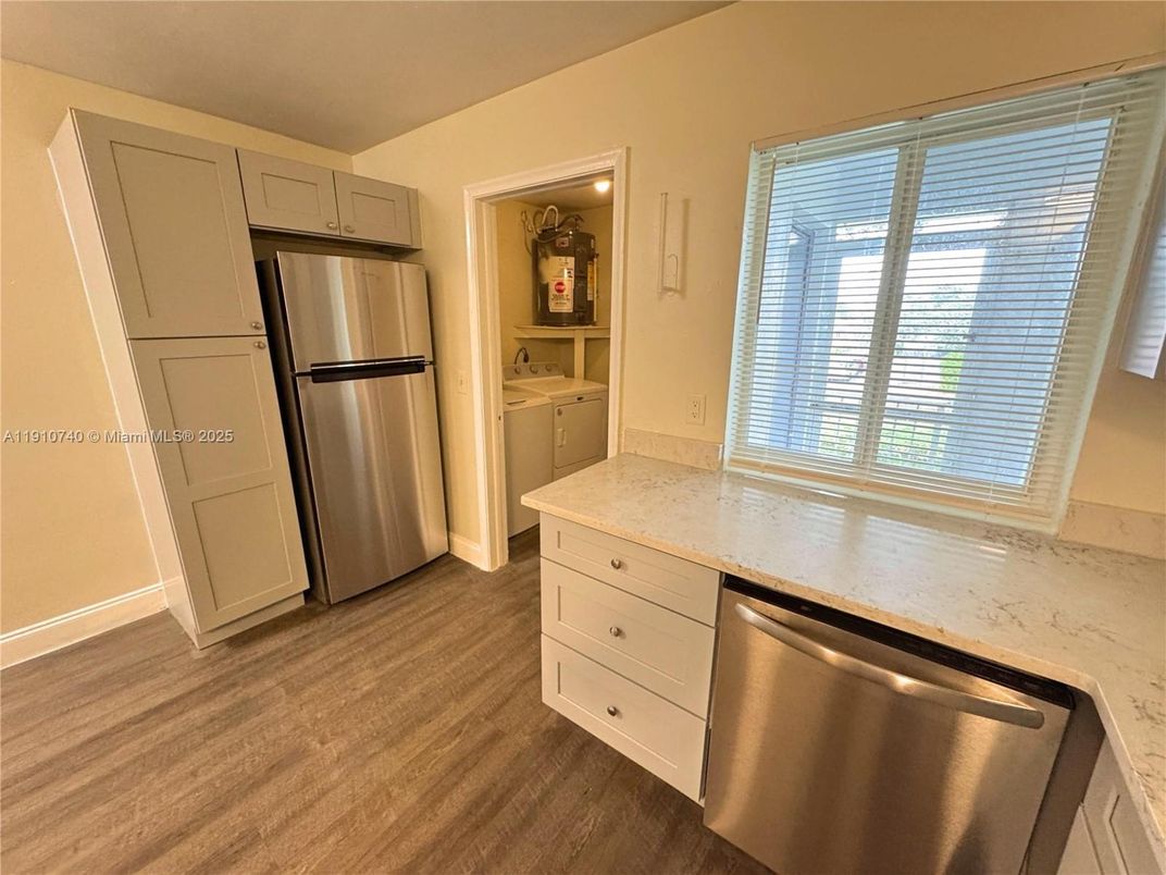 Interior, Kitchen, Stainless Steel Appliances, Wood Texture Flooring