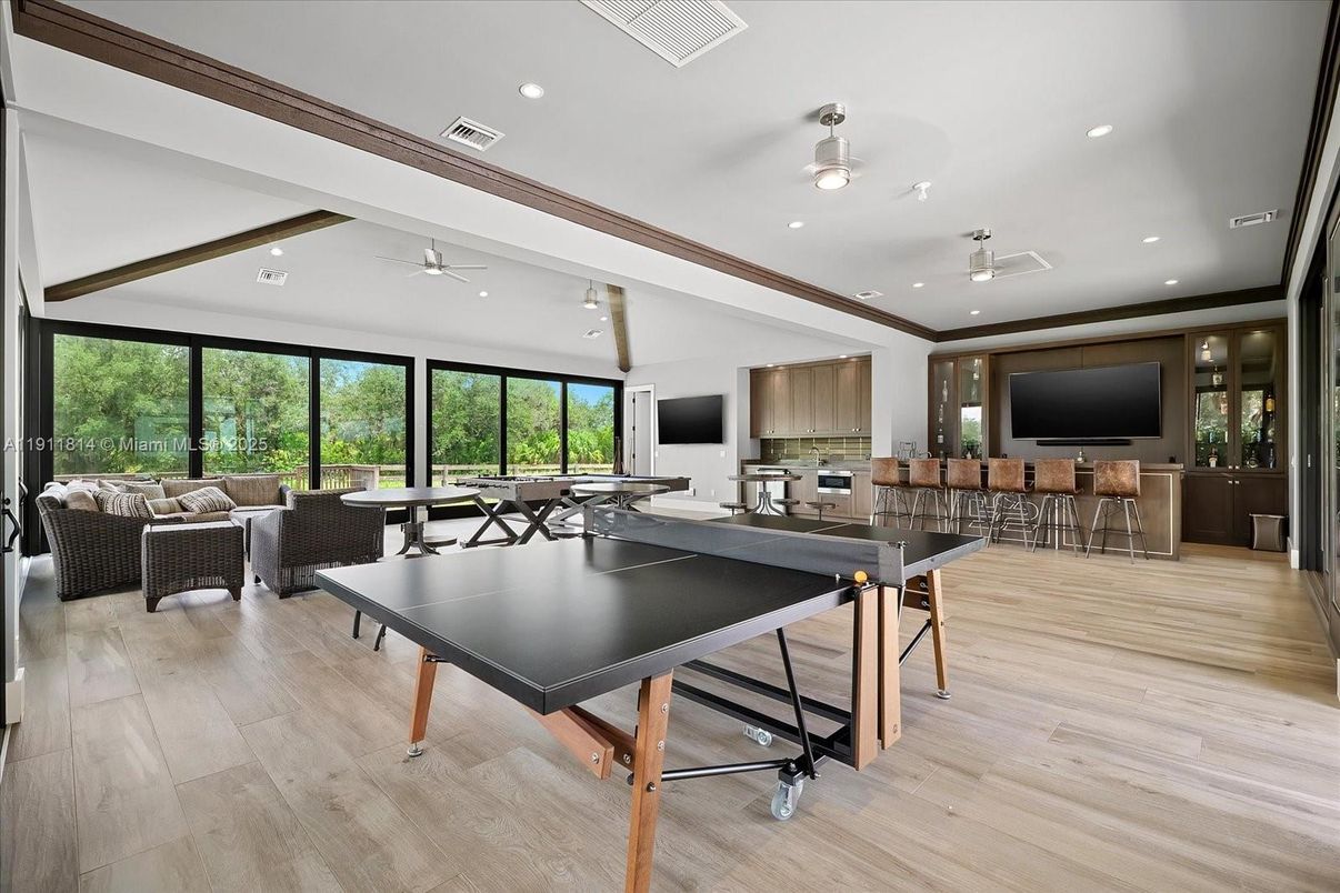 Game Room, Interior, Recessed Lighting, Wood Texture Flooring