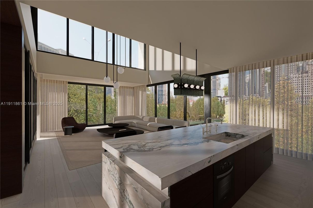 Interior, Kitchen, Pendant Lights, Wood Texture Flooring