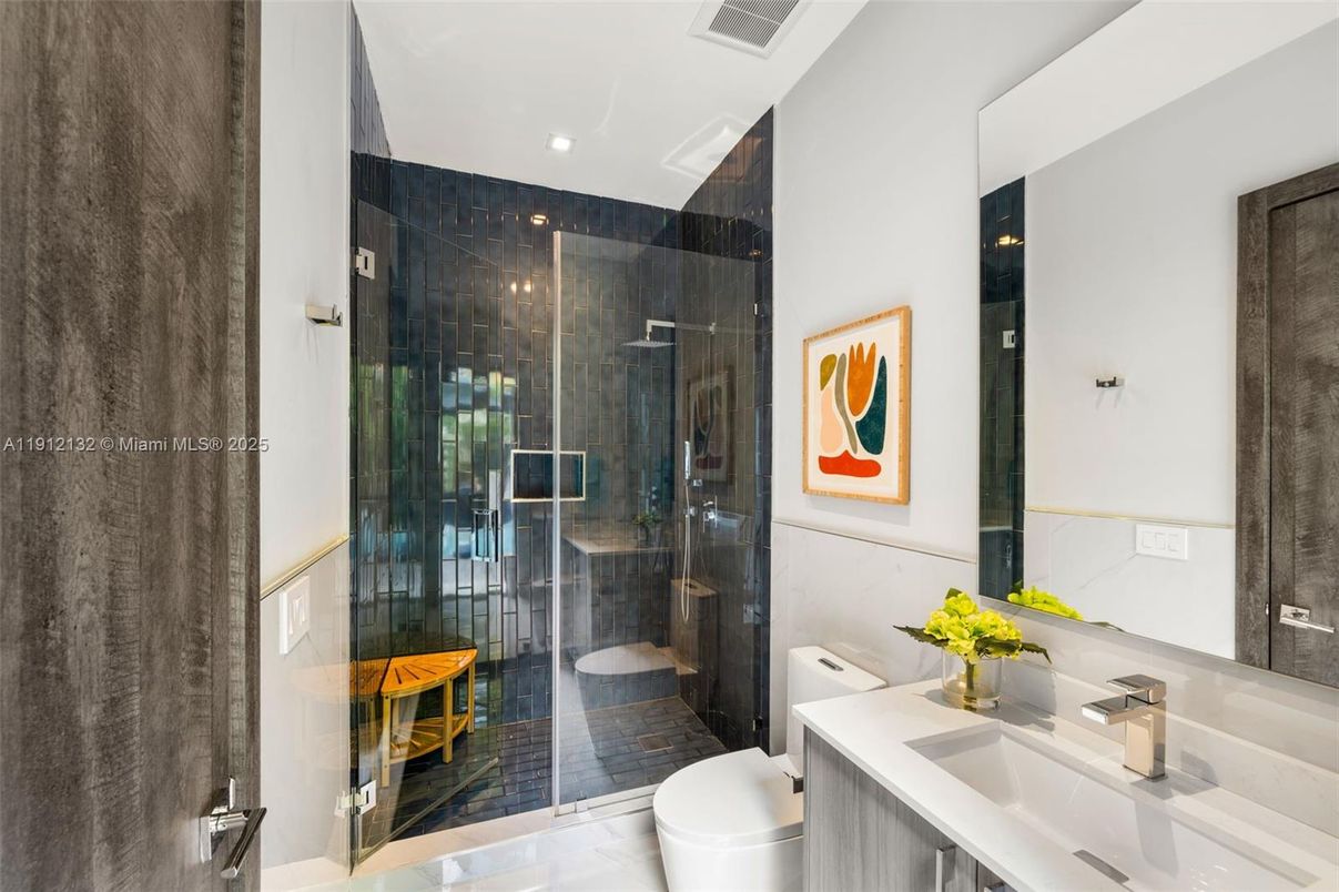 Bathroom, Glass Shower, Interior, Recessed Lighting