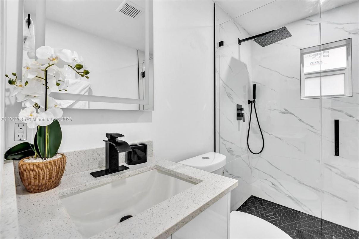 Bathroom, Glass Shower, Interior, Marble Walls
