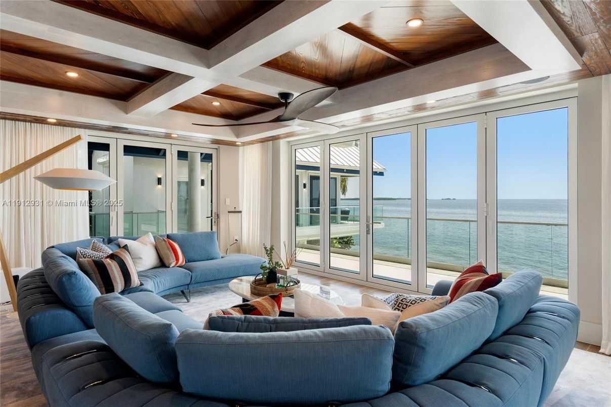 Interior, Living room, Recessed Lighting, Water, Wooden Beams, Wooden Ceilings