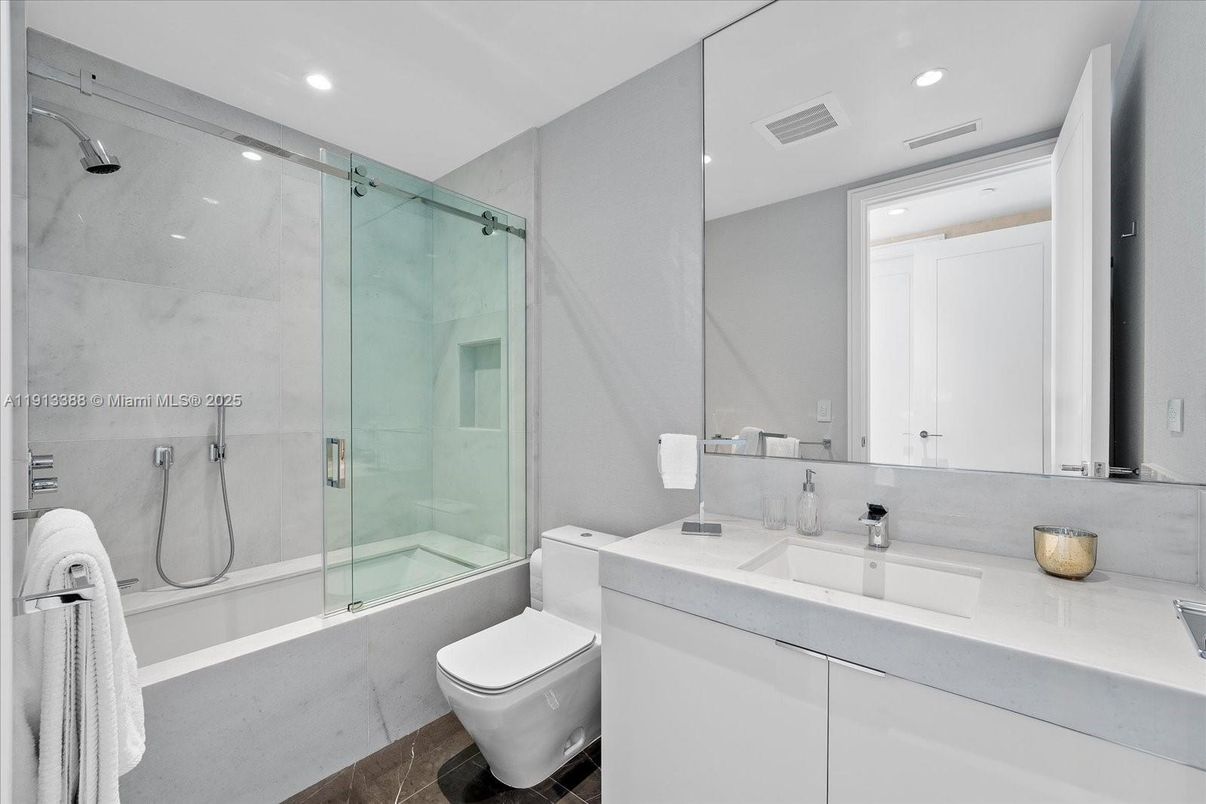 Bathroom, Glass Shower, Interior, Recessed Lighting