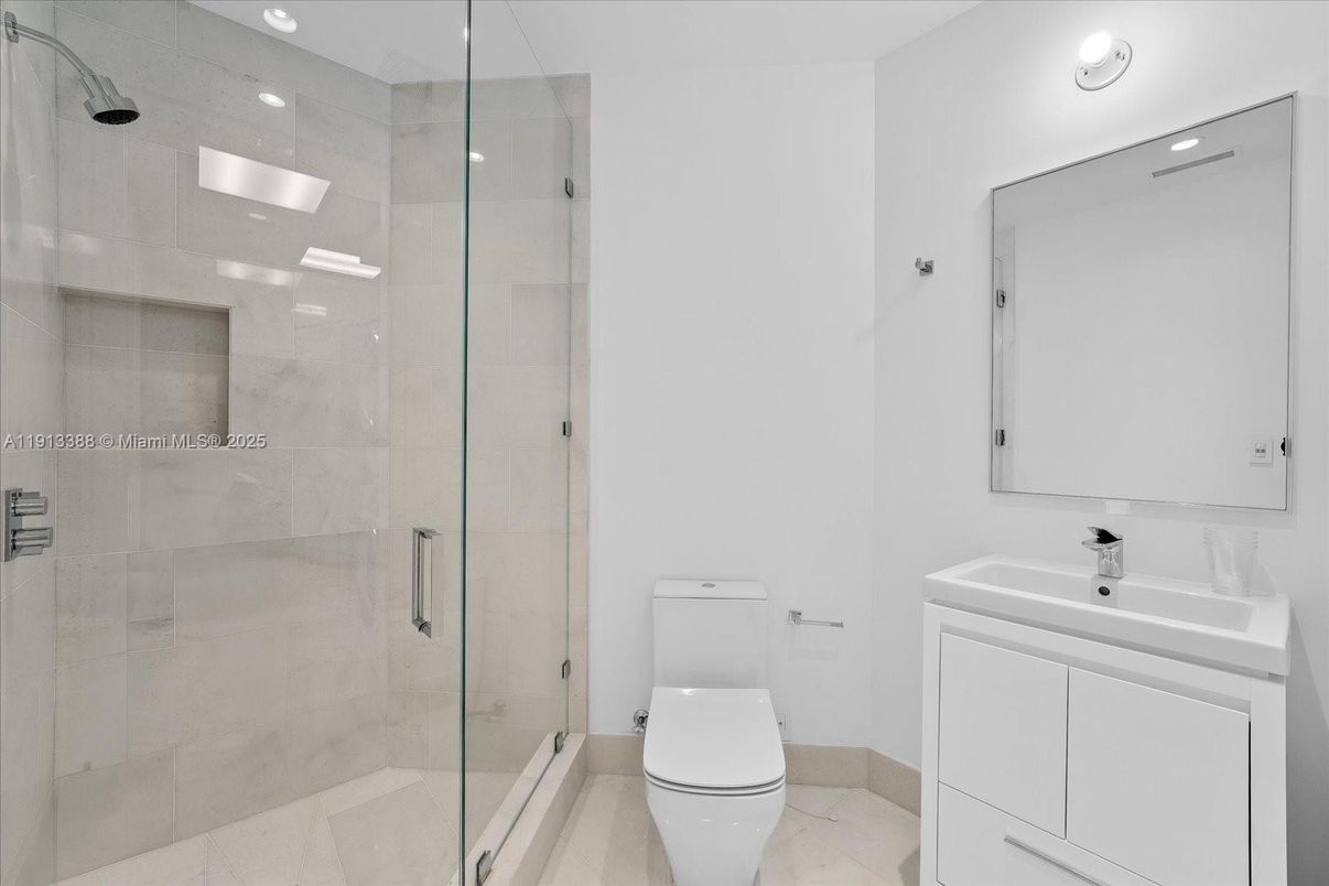 Bathroom, Glass Shower, Interior, Recessed Lighting