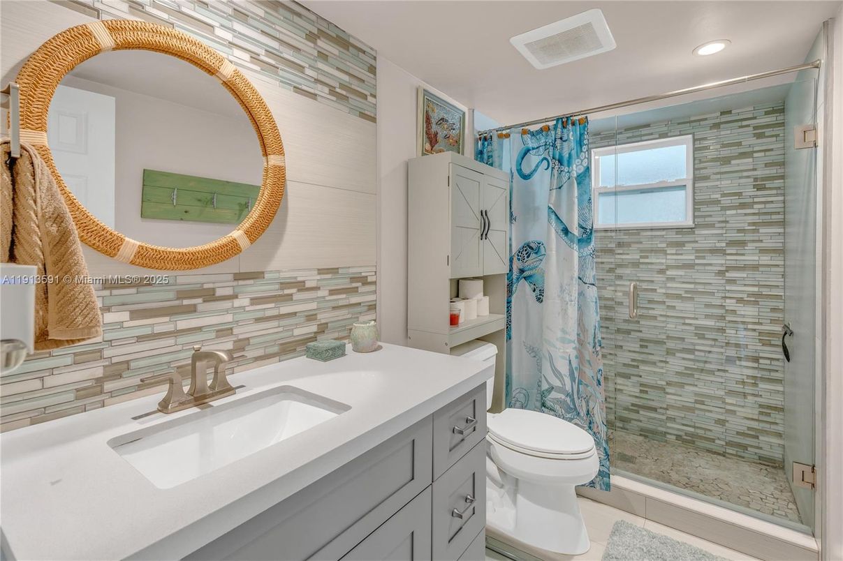 Bathroom, Glass Shower, Interior, Recessed Lighting