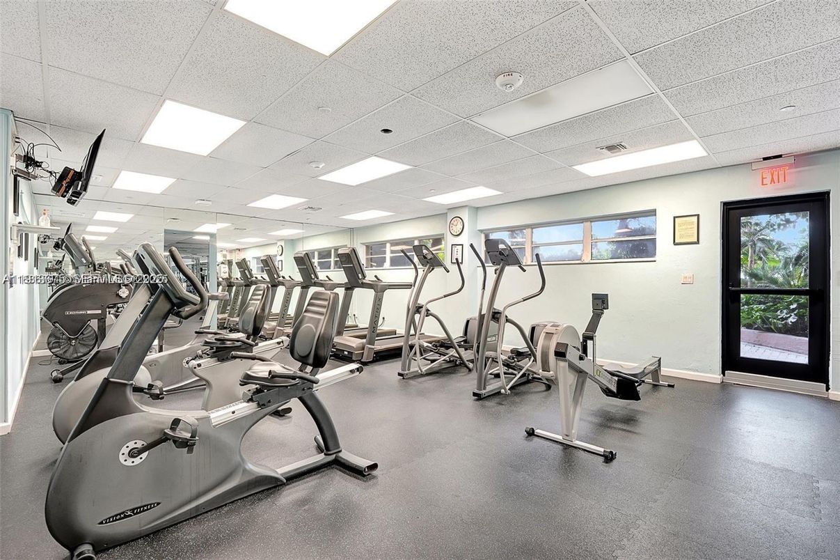 Fitness Equipment, Gym, Interior, Recessed Lighting