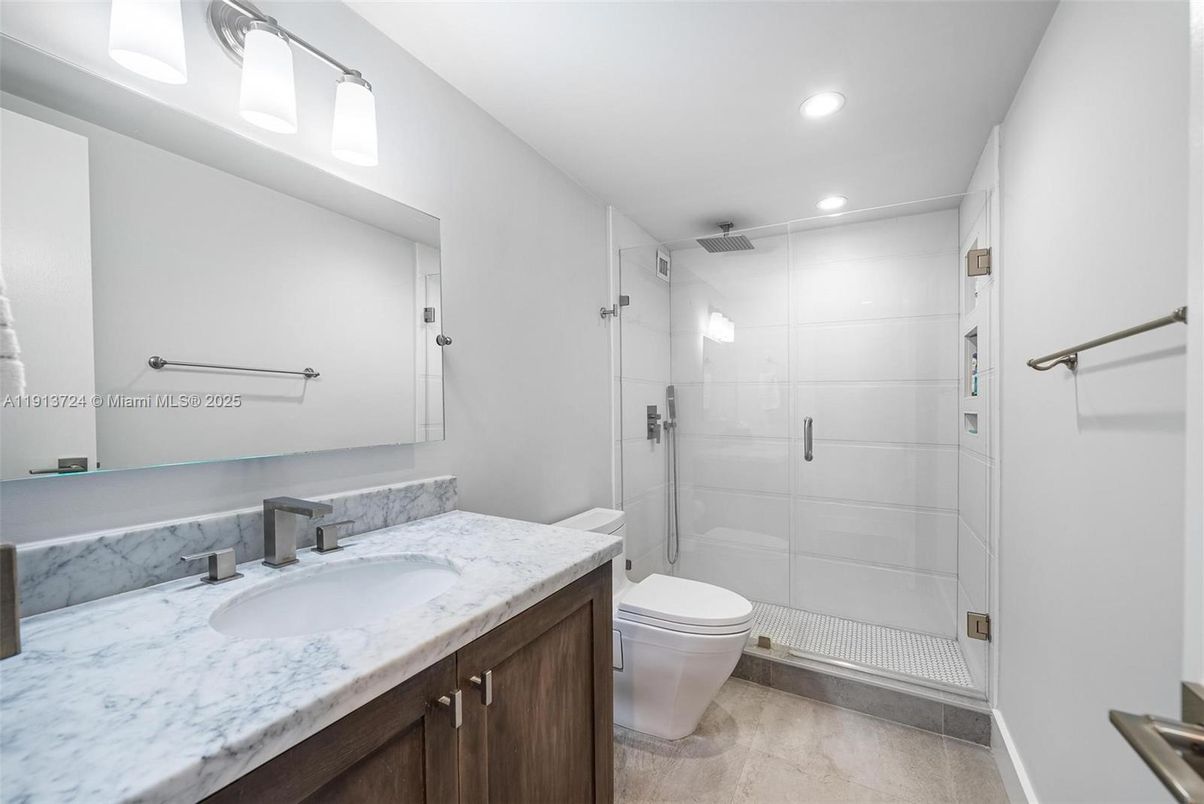 Bathroom, Glass Shower, Interior, Recessed Lighting
