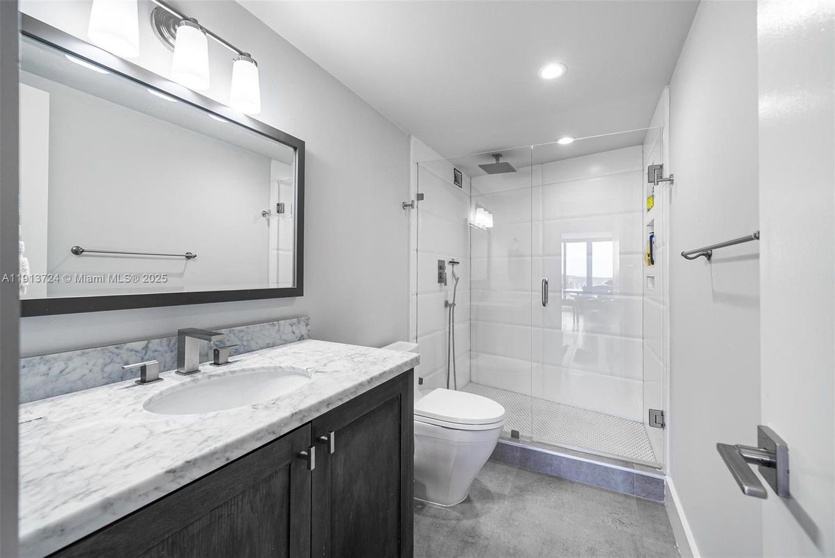 Bathroom, Glass Shower, Interior, Recessed Lighting