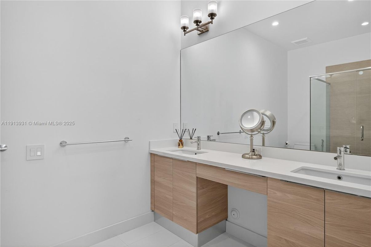 Bathroom, Dual Sink Vanities, Glass Shower, Interior, Recessed Lighting