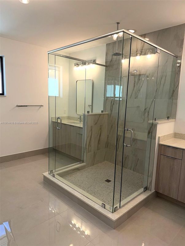 Bathroom, Glass Shower, Interior, Marble Walls