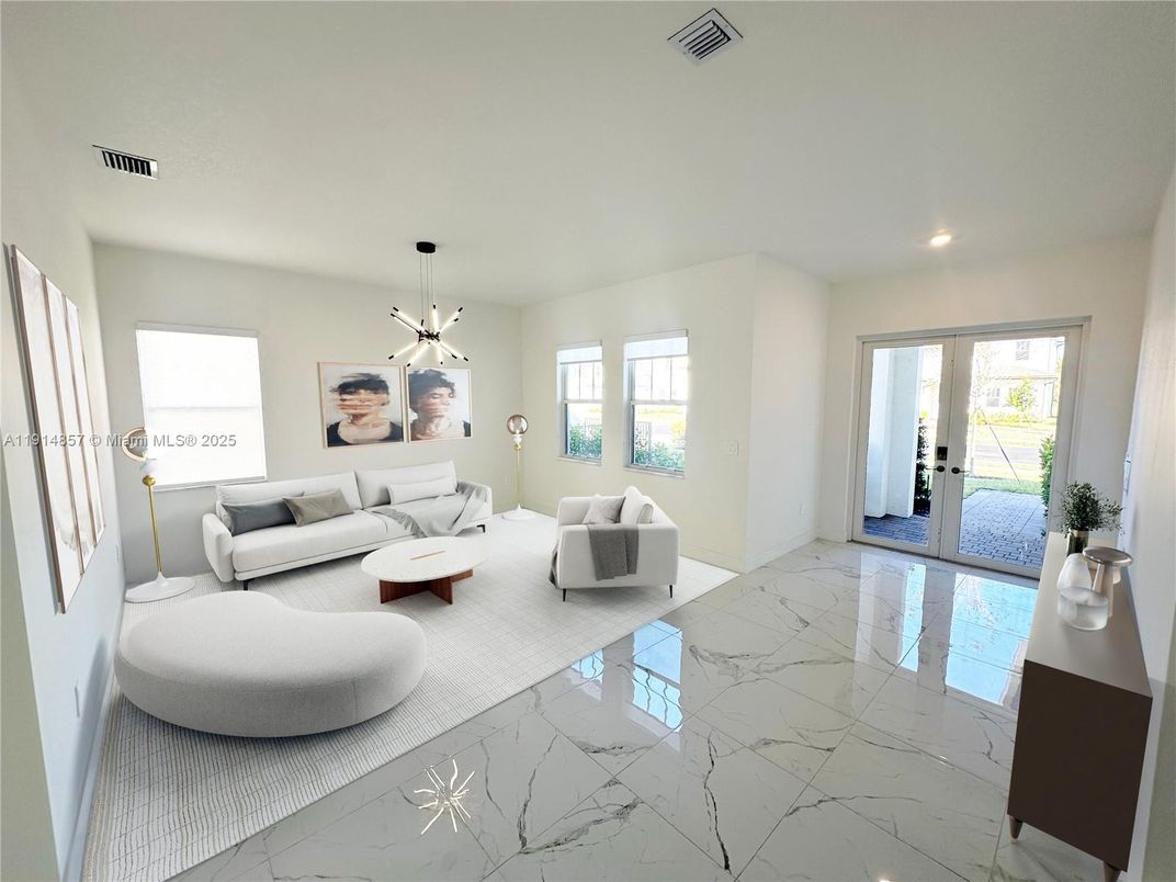 Interior, Living room, Marble, Pendant Lights, Recessed Lighting