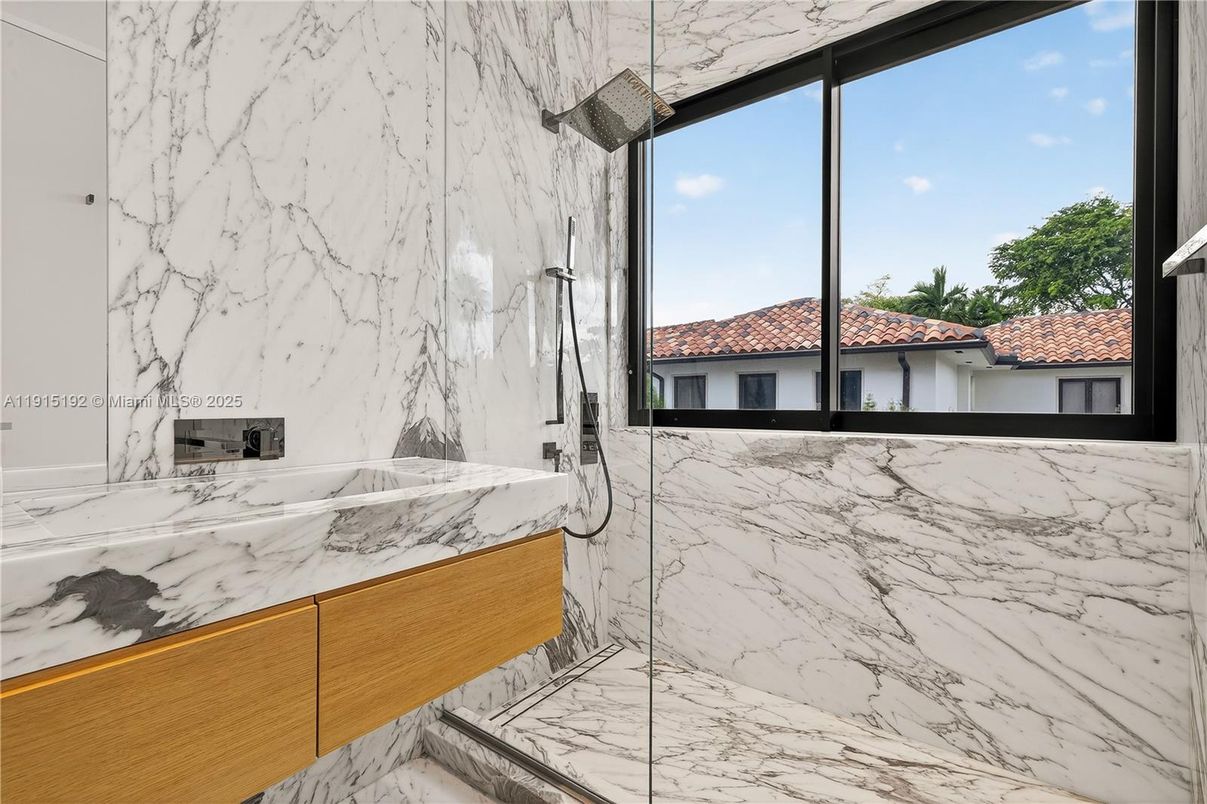 Bathroom, Glass Shower, Interior, Marble, Marble Walls