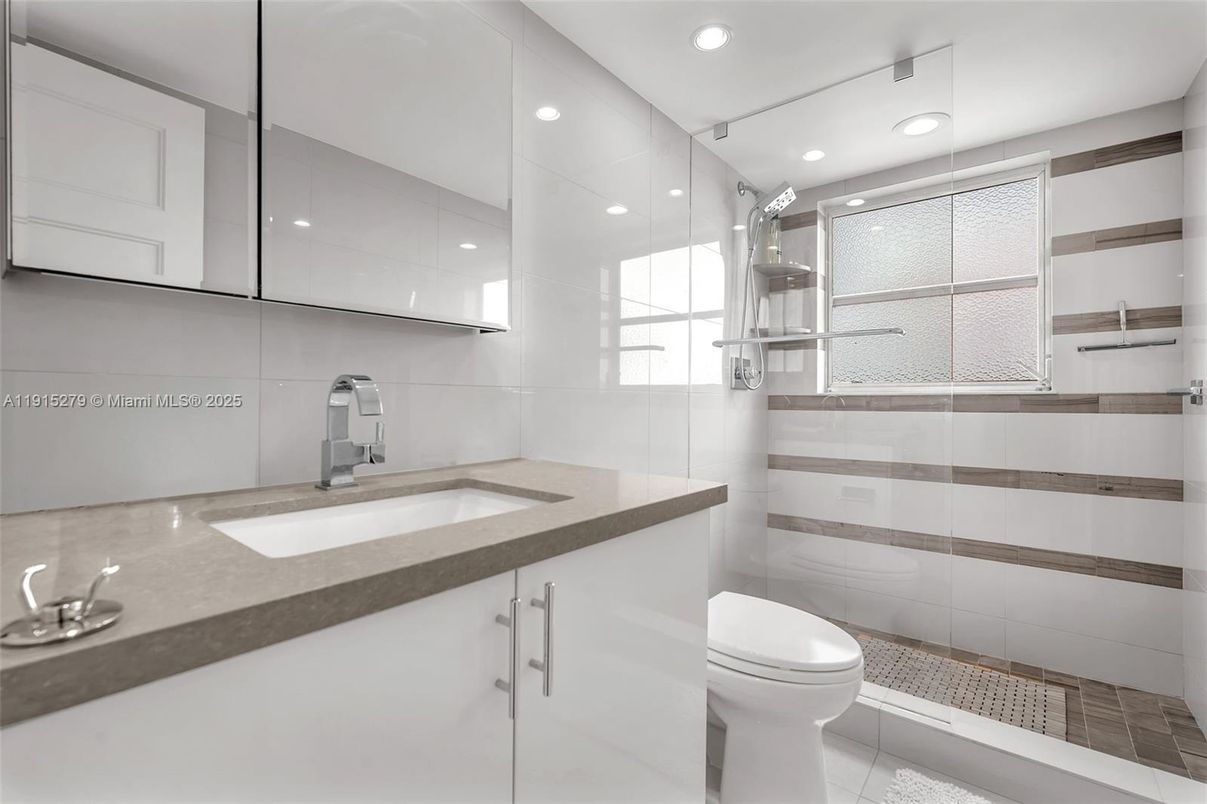 Bathroom, Glass Shower, Interior, Recessed Lighting