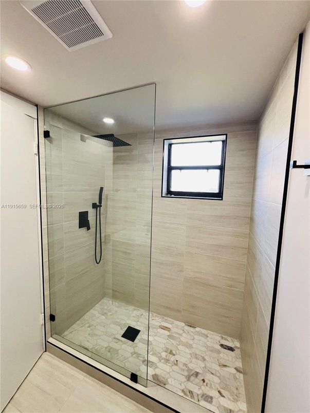 Bathroom, Glass Shower, Interior, Recessed Lighting