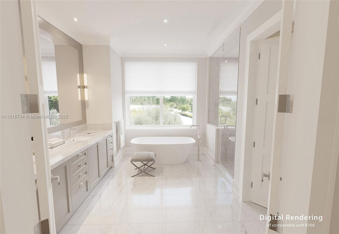 Bathroom, Dual Sink Vanities, Free Standing Baths, Interior, Marble, Recessed Lighting