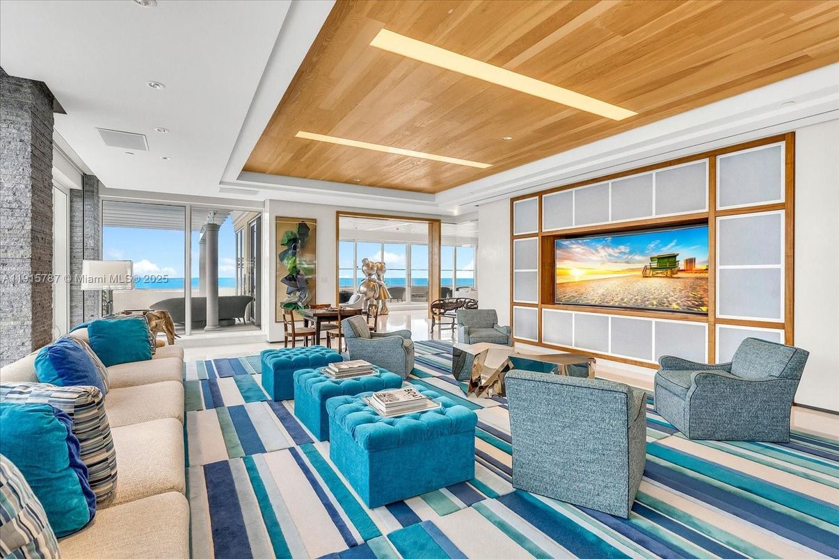 Dining room, Interior, Living room, Recessed Lighting, Water, Wooden Ceilings