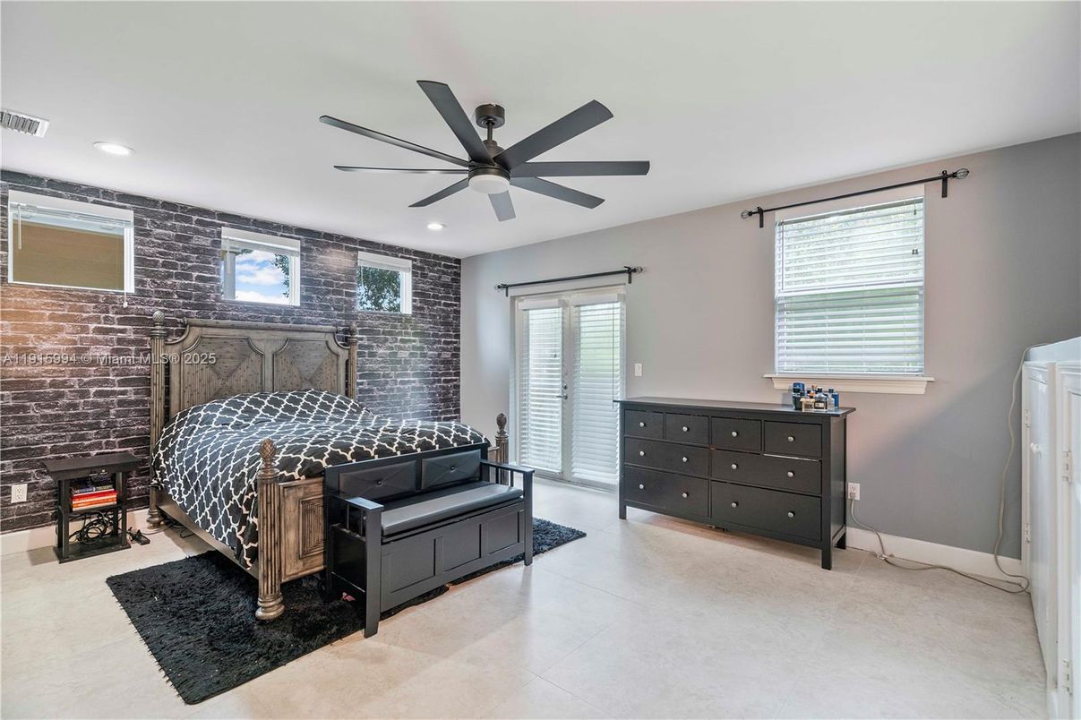 Bedroom, Interior, Recessed Lighting, Stone Walls