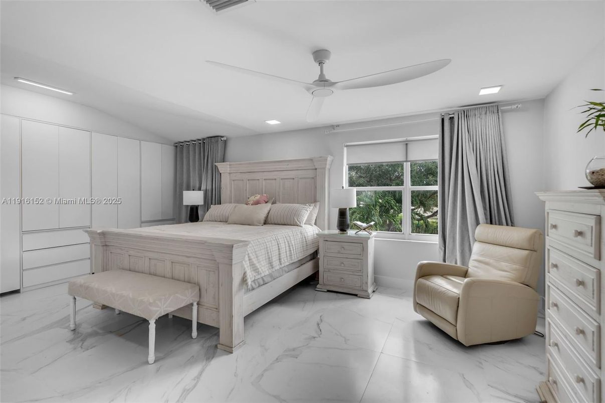 Bedroom, Interior, Marble, Recessed Lighting