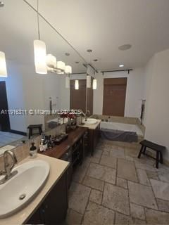 Bathroom, Dual Sink Vanities, Interior, Pendant Lights, Recessed Lighting