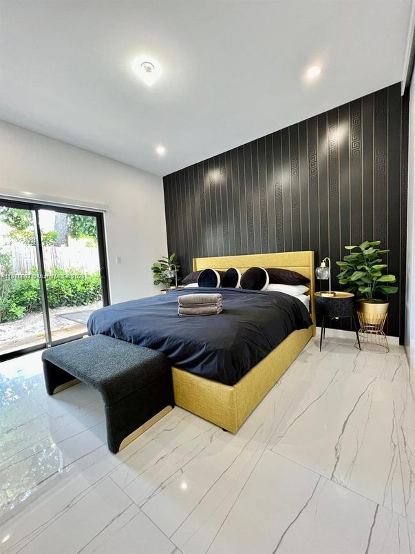 Bedroom, Interior, Marble, Recessed Lighting