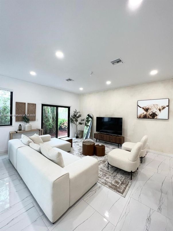 Interior, Living room, Marble, Recessed Lighting